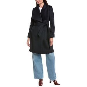Cole Haan Womens  Wool-Blend Wrap Coat, Blue
